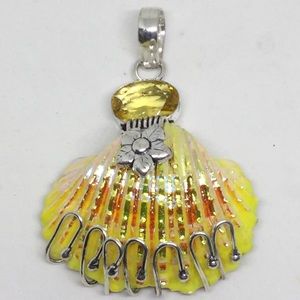 Citrine and Silver Painted Shell